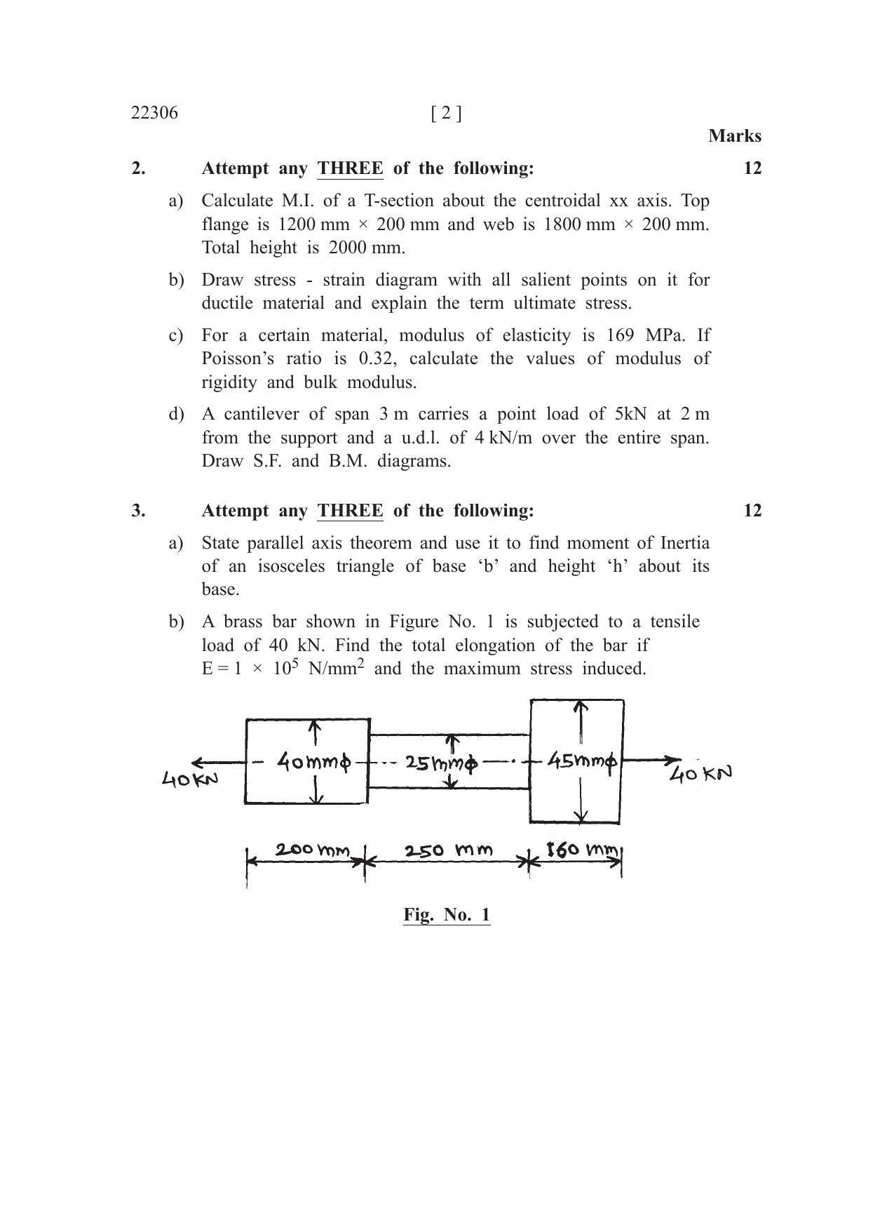 MSBTE Question Paper - 2019 - Strength of Materials - Page 2