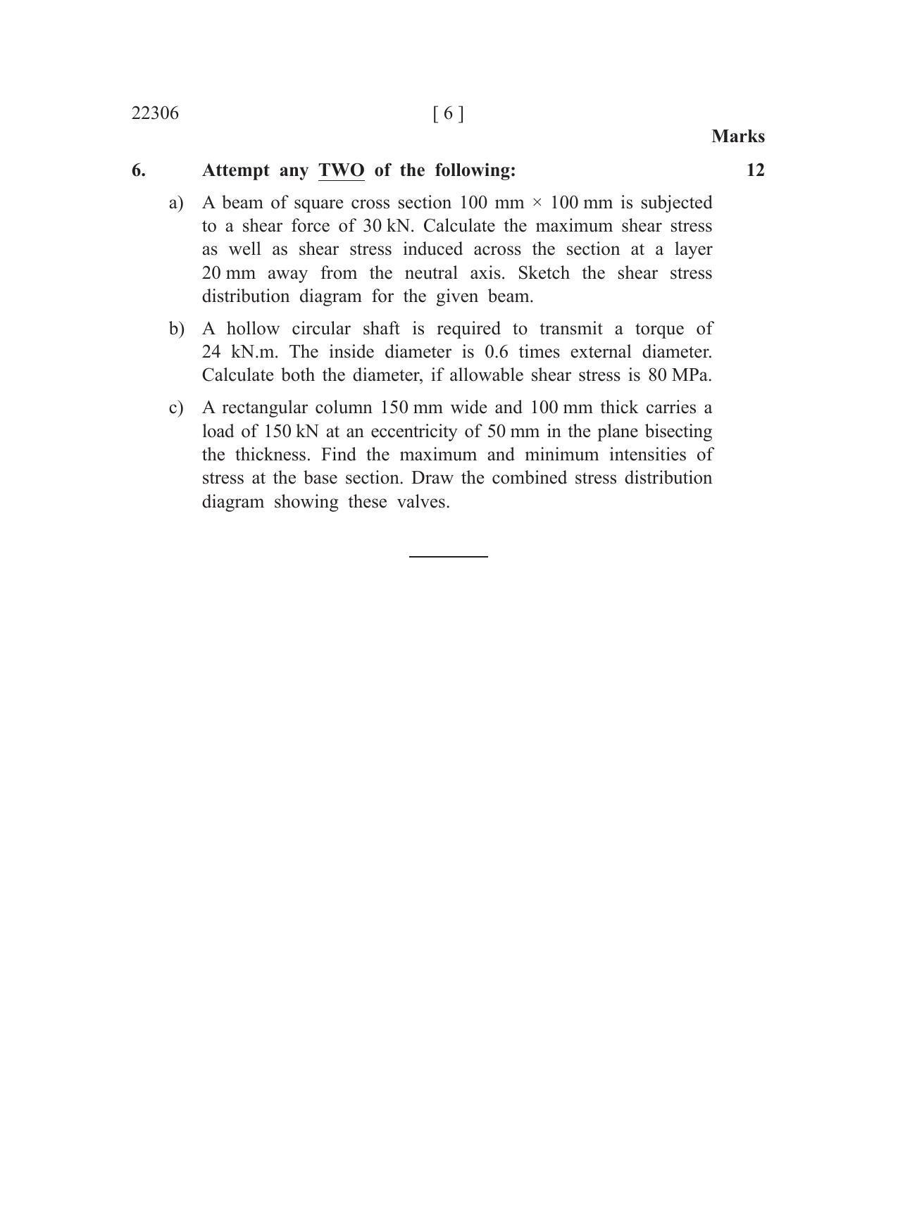 MSBTE Question Paper - 2019 - Strength of Materials - Page 6