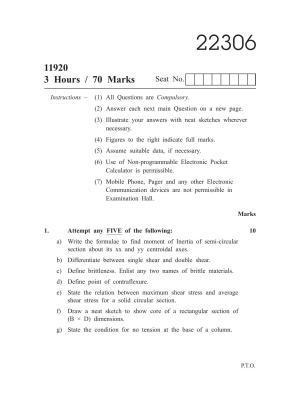 MSBTE Question Paper - 2019 - Strength of Materials