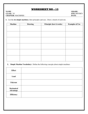 CBSE Worksheets for Class 6 Physics Machines Assignment 6