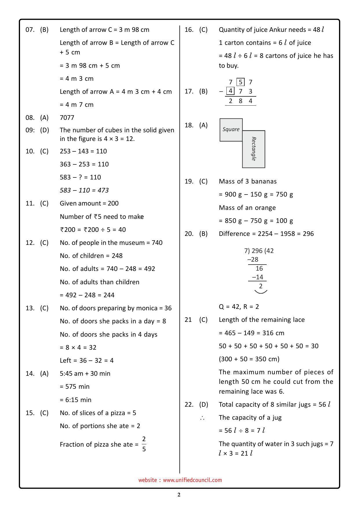 NSTSE 2023 Class 3 Answer Key (Paper Code 487) - Page 2