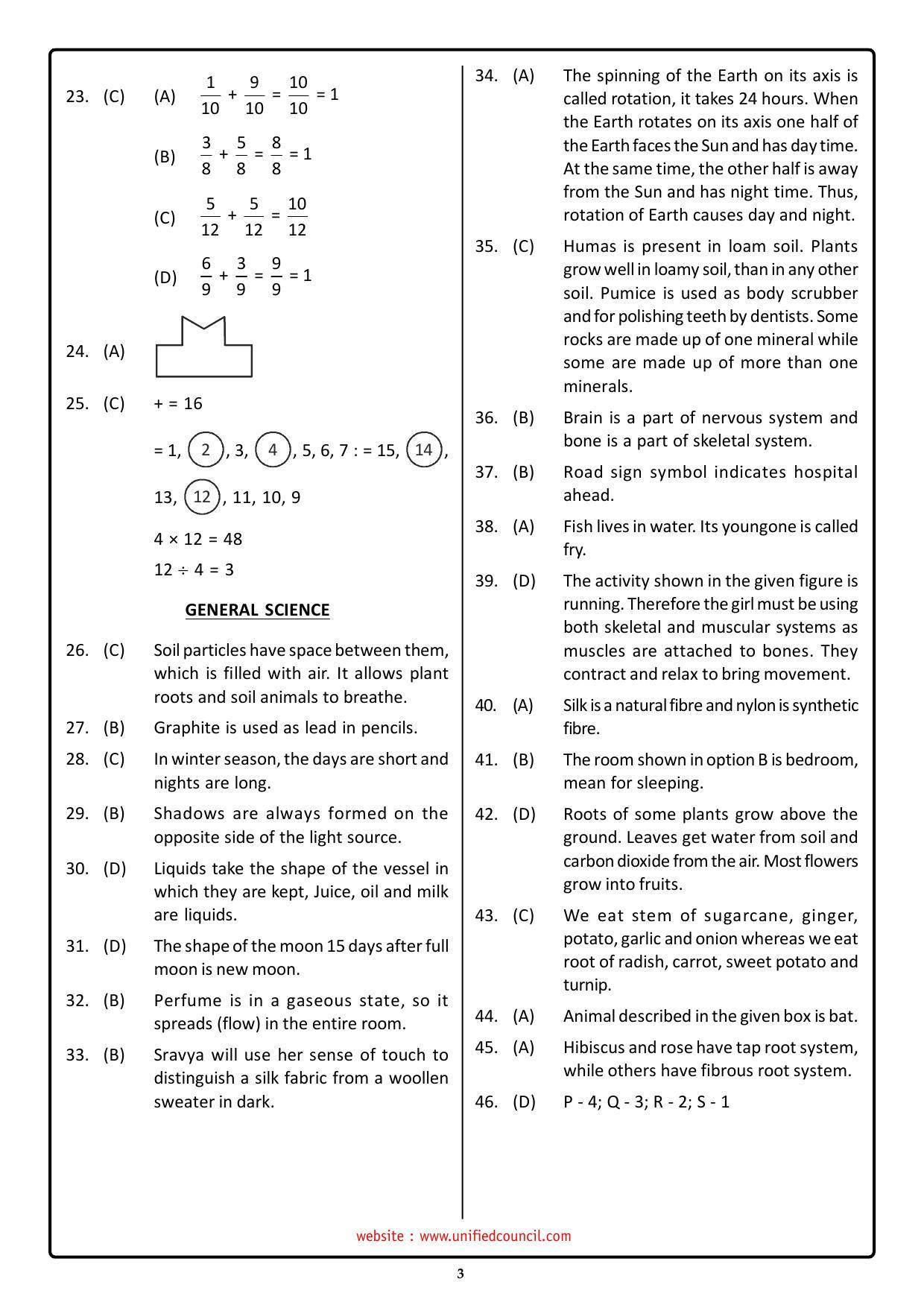 NSTSE 2023 Class 3 Answer Key (Paper Code 487) - Page 3