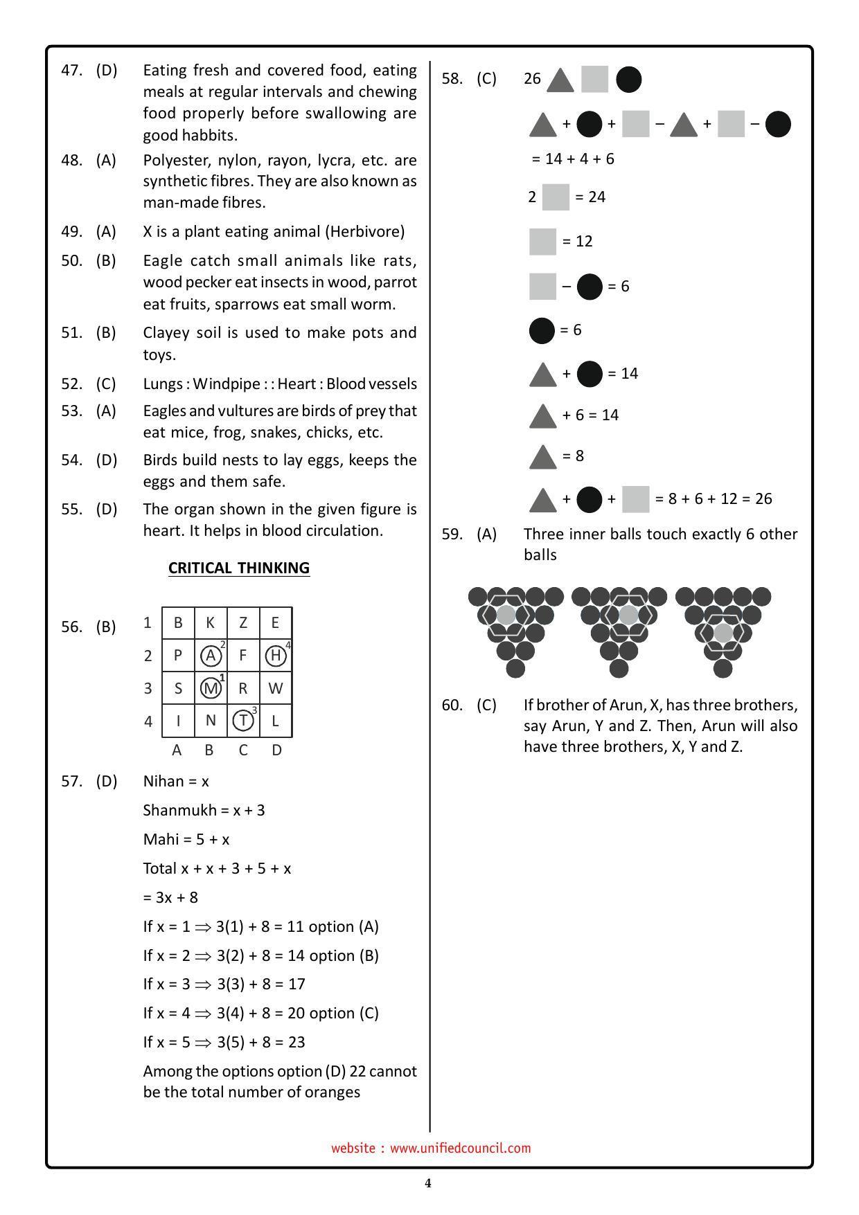 NSTSE 2023 Class 3 Answer Key (Paper Code 487) - Page 4