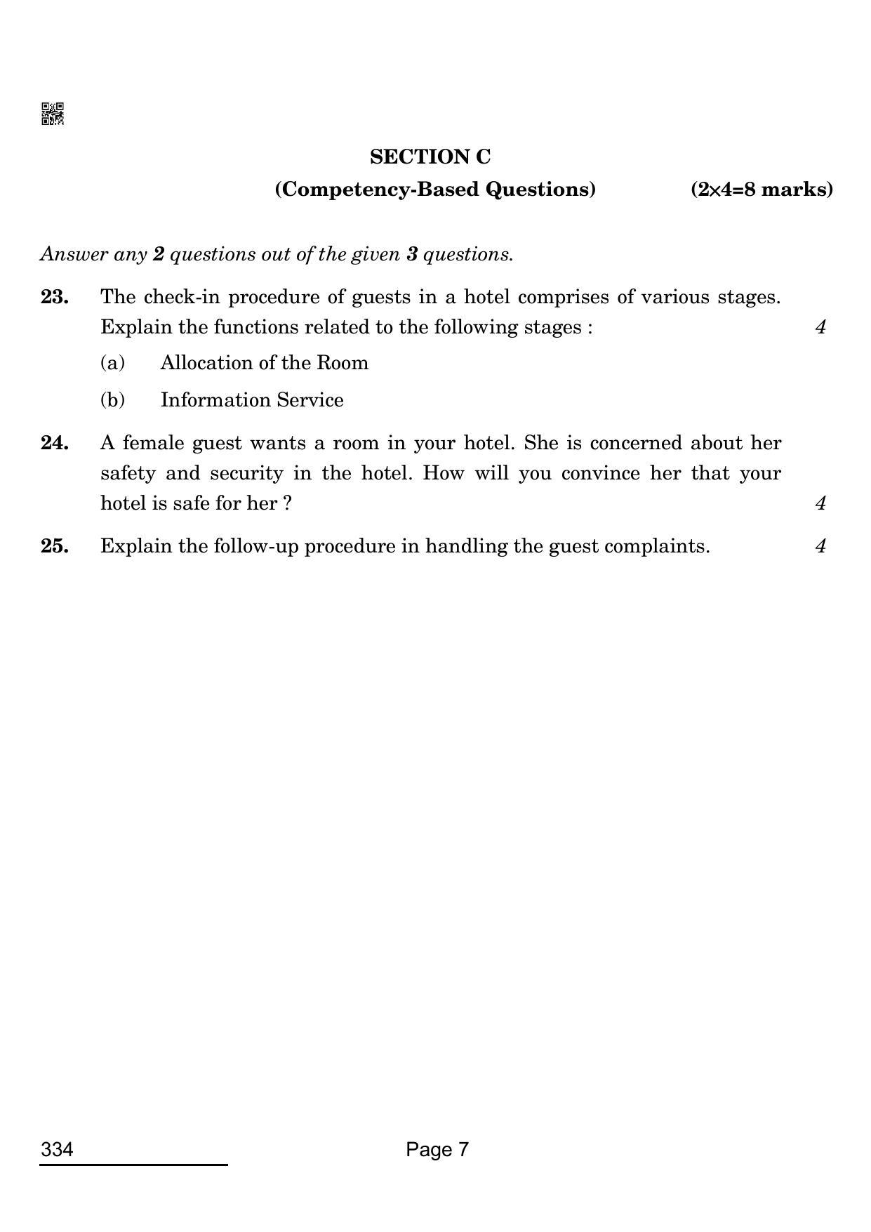 CBSE Class 12 334_Front Office Operations 2022 Question Paper - Page 7