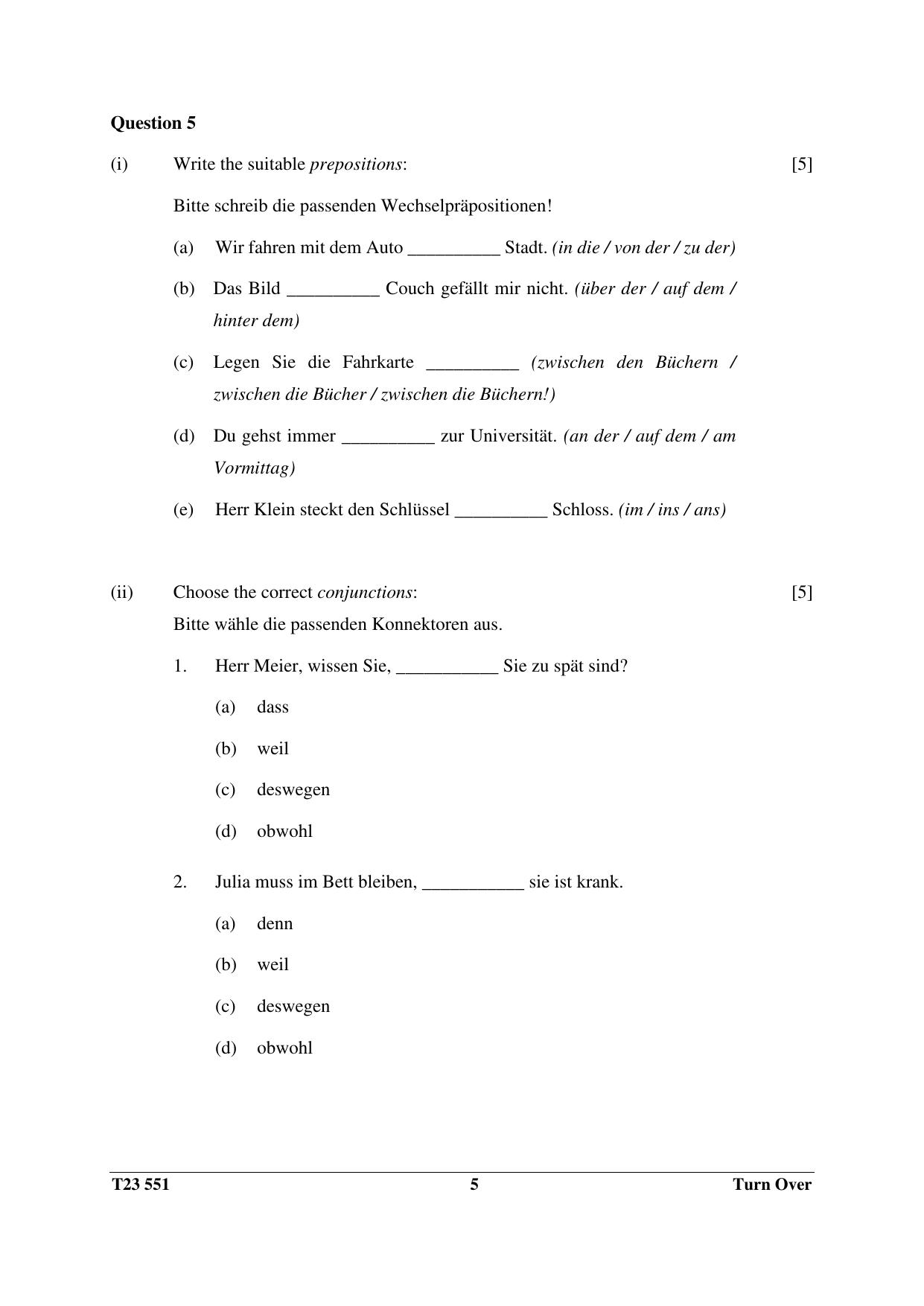 ICSE Class 10 GERMAN (Group III Elective) 2023 Question Paper - Page 5