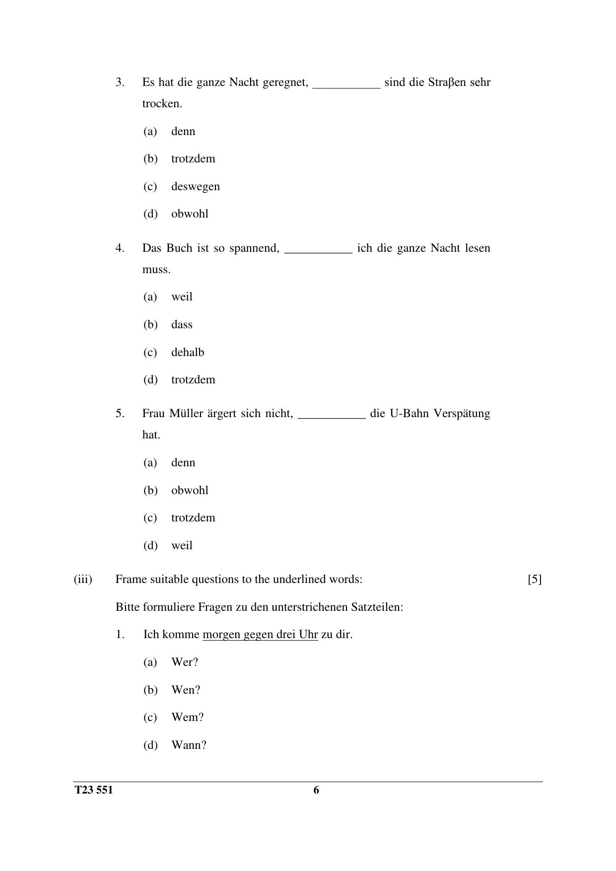 ICSE Class 10 GERMAN (Group III Elective) 2023 Question Paper - Page 6