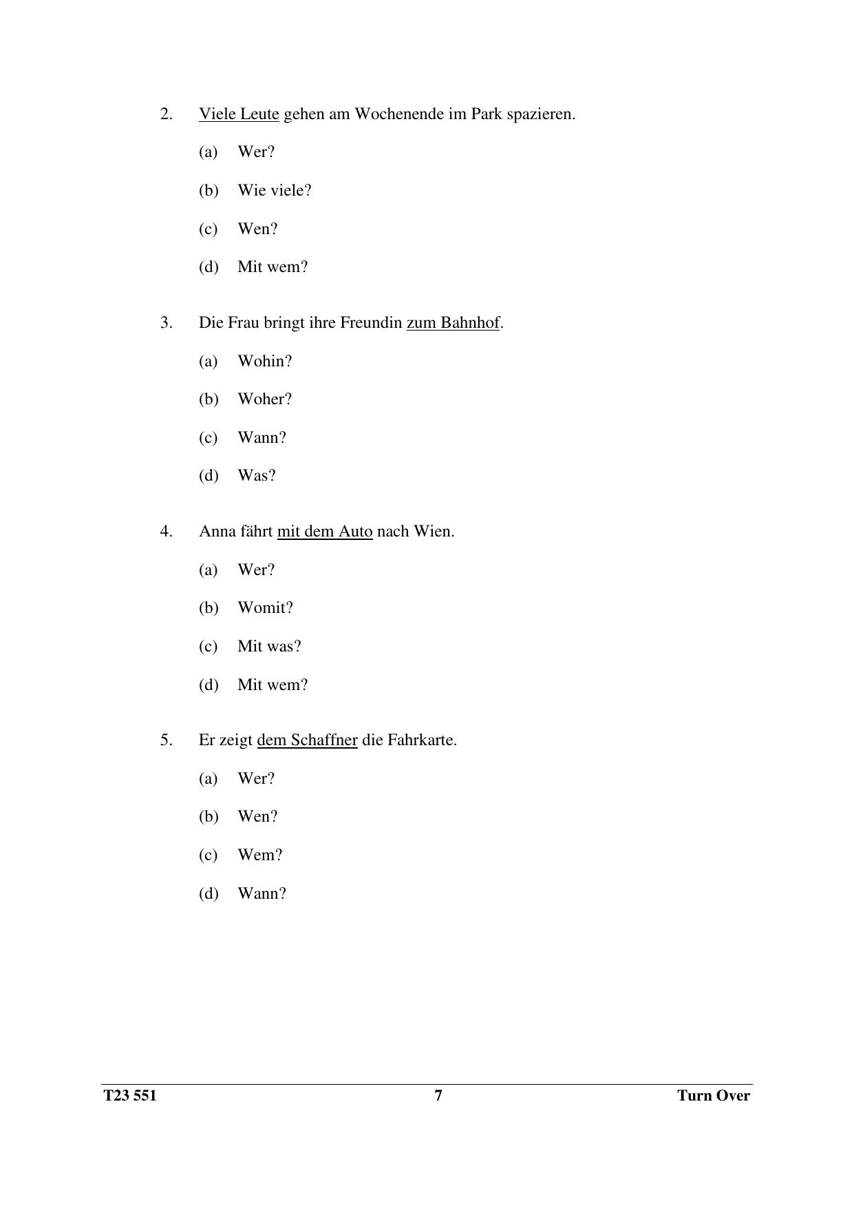 ICSE Class 10 GERMAN (Group III Elective) 2023 Question Paper - Page 7