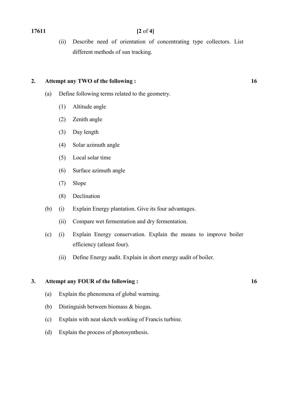 MSBTE Winter Question Paper 2019 - Renewable Energy Sources & Management - Page 2