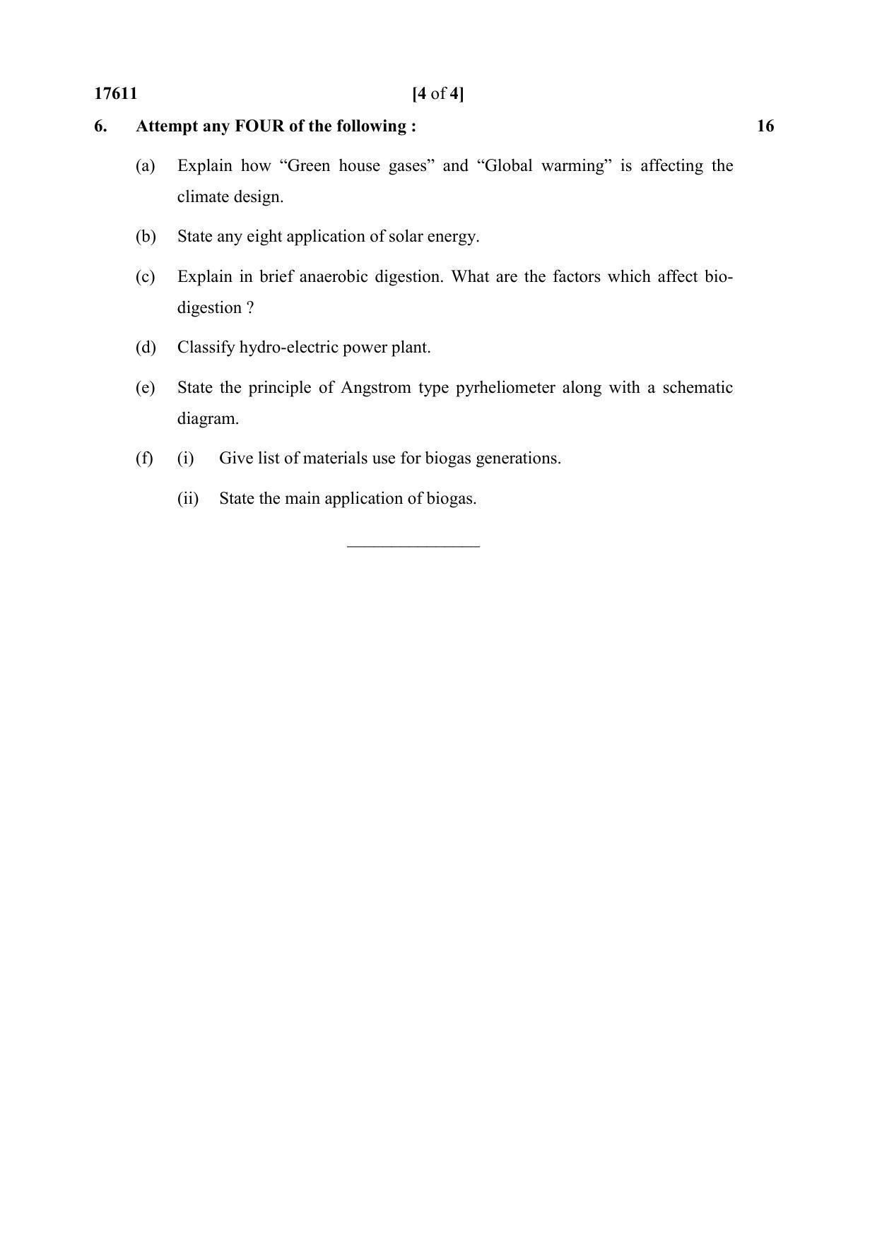 MSBTE Winter Question Paper 2019 - Renewable Energy Sources & Management - Page 4