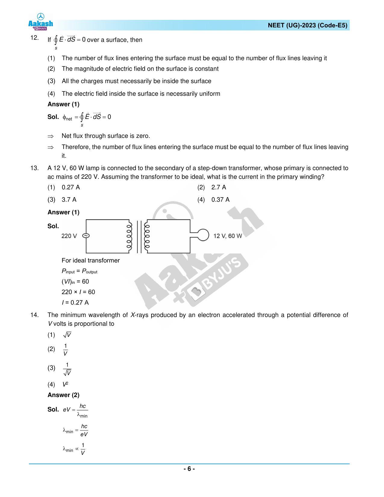 NEET 2023 Question Paper E5 - Page 6