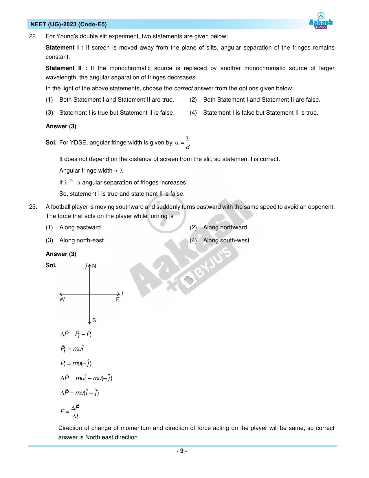 NEET 2023 Question Paper E5 - Page 9