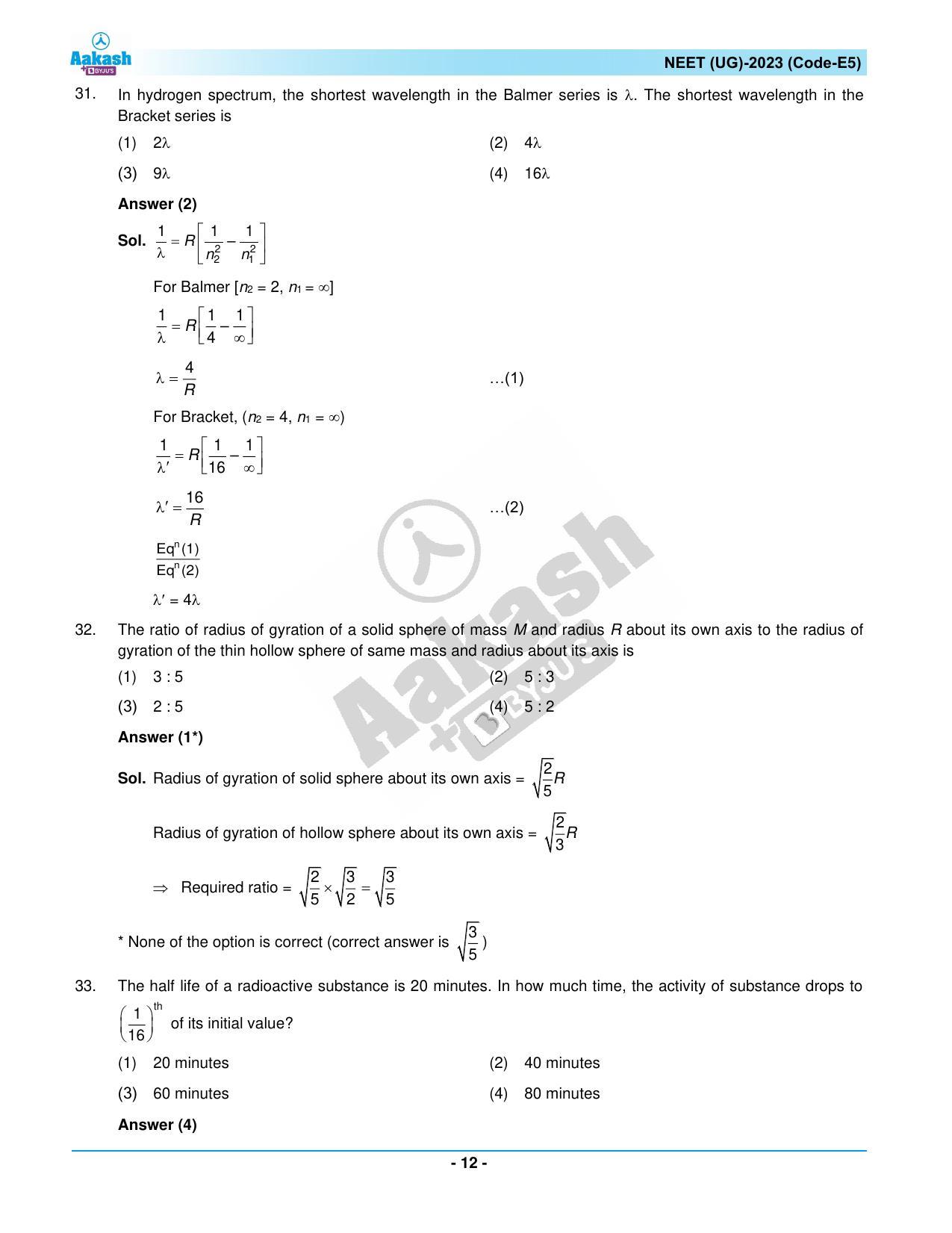 NEET 2023 Question Paper E5 - Page 12