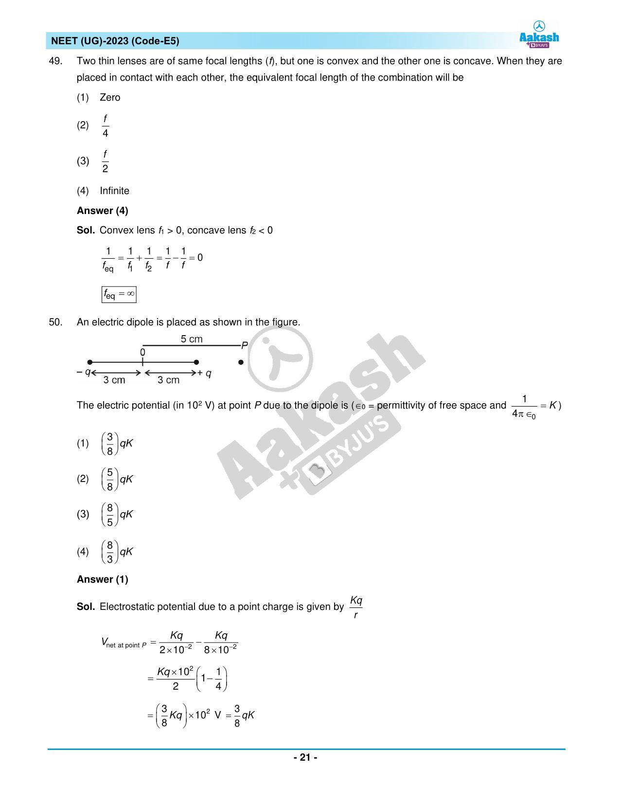 NEET 2023 Question Paper E5 - Page 21