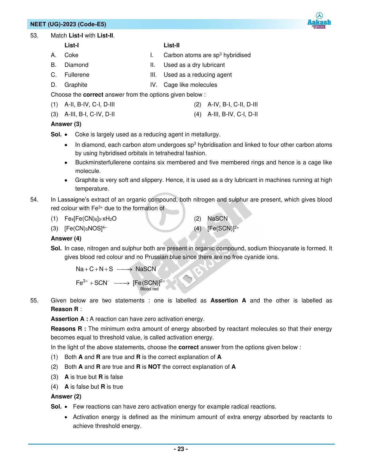 NEET 2023 Question Paper E5 - Page 23