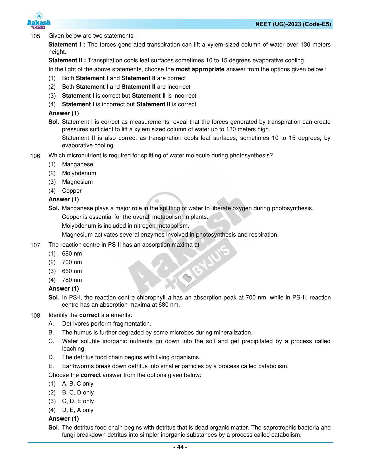 NEET 2023 Question Paper E5 - Page 44