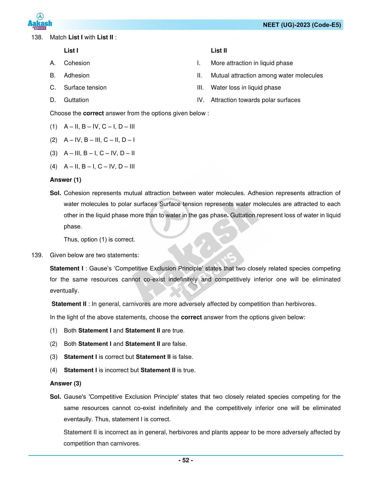 NEET 2023 Question Paper E5 - Page 52