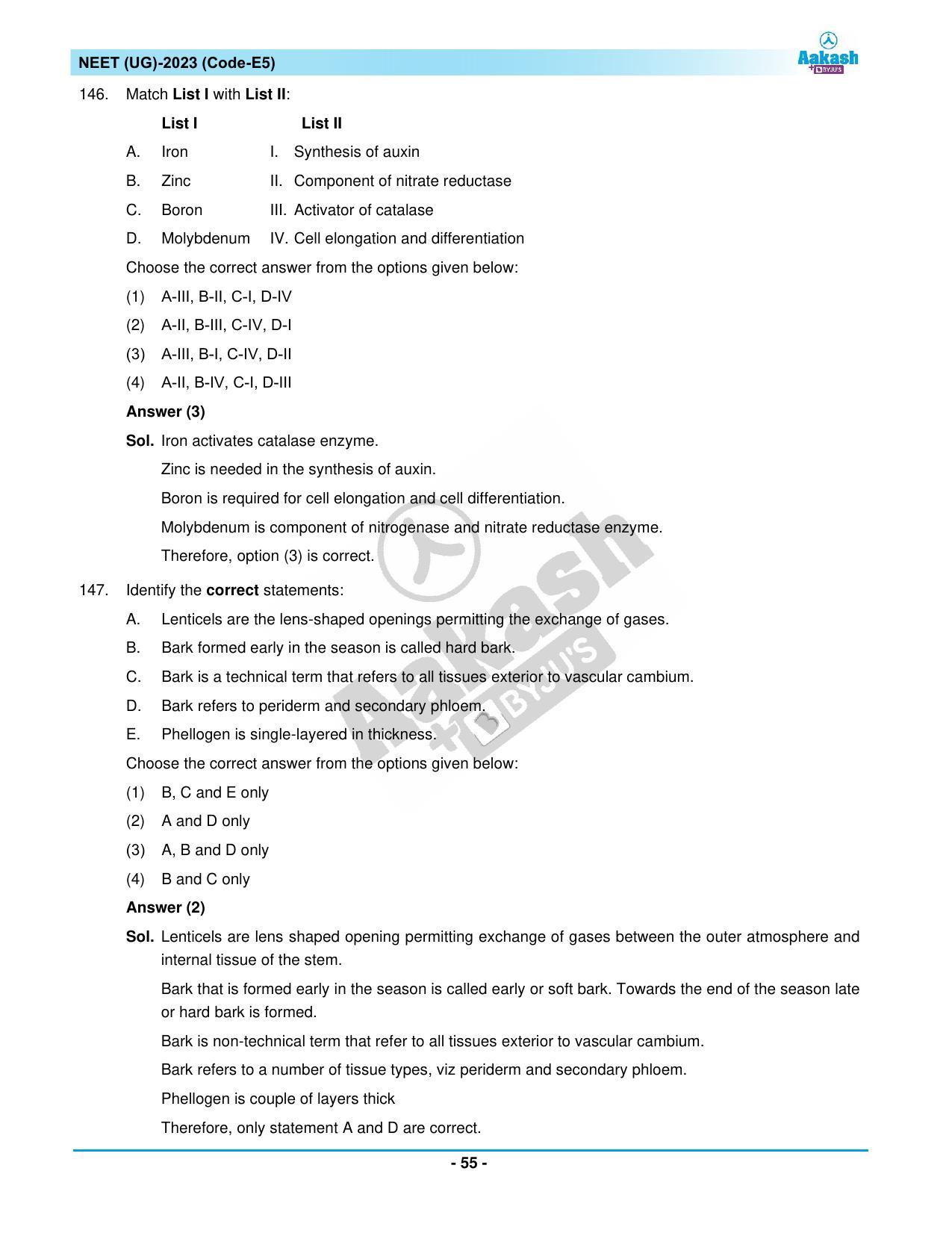 NEET 2023 Question Paper E5 - Page 55
