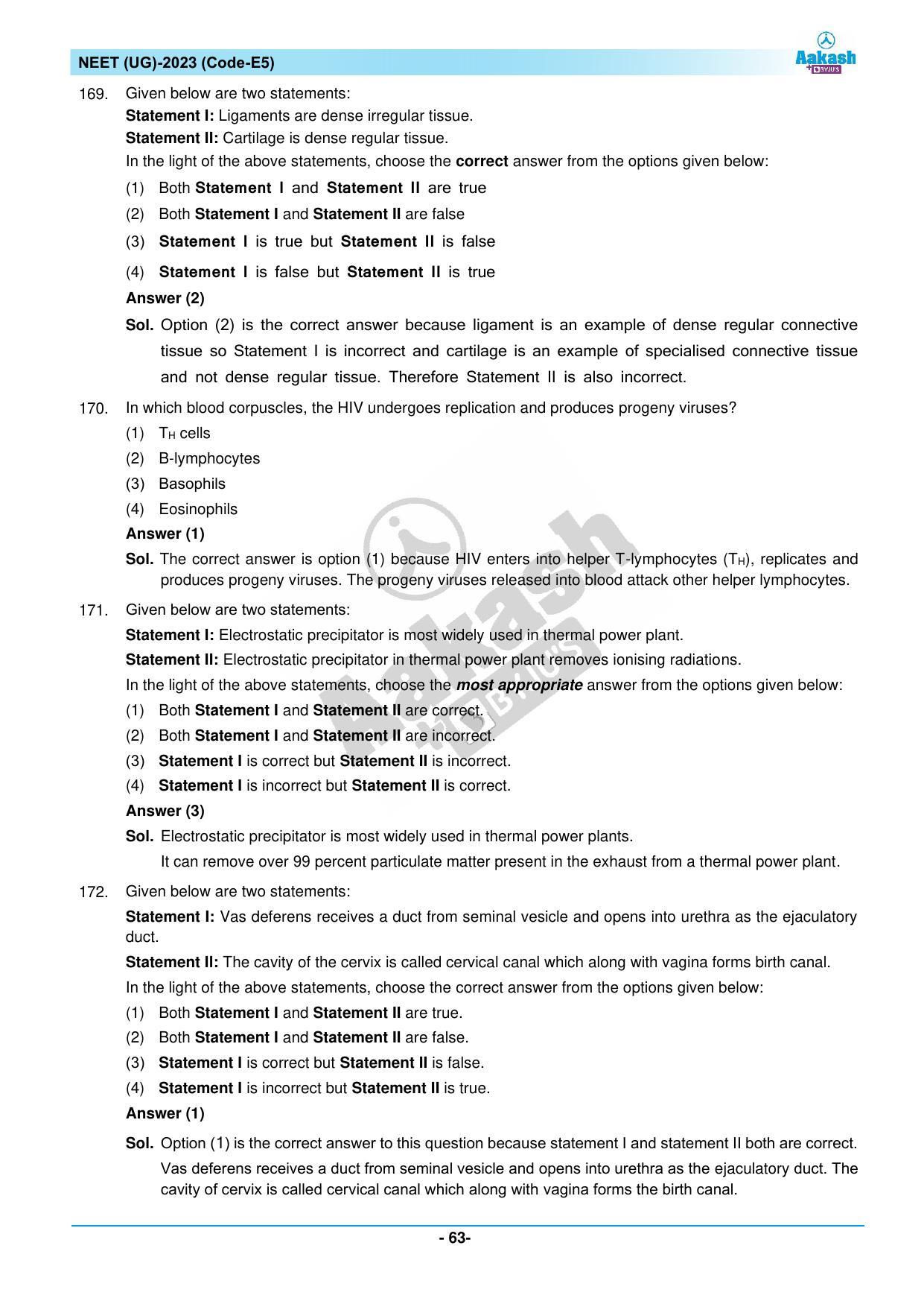NEET 2023 Question Paper E5 - Page 63