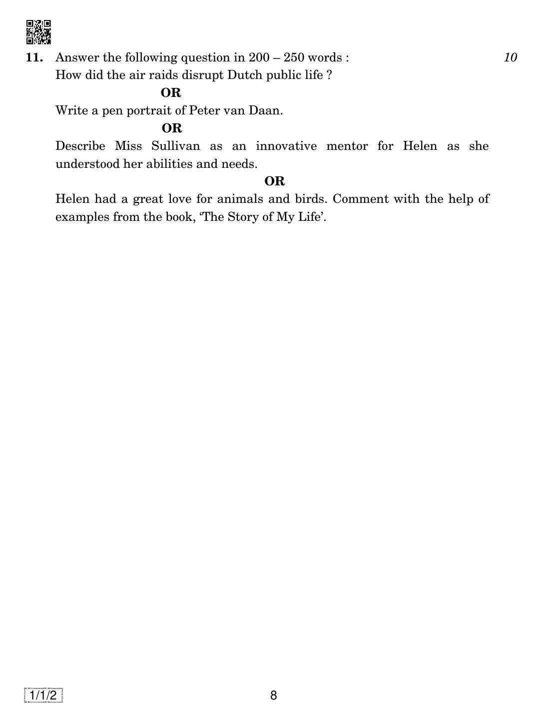 CBSE Class 10 1-1-2 ENGLISH COMM. 2019 Compartment Question Paper - Page 8