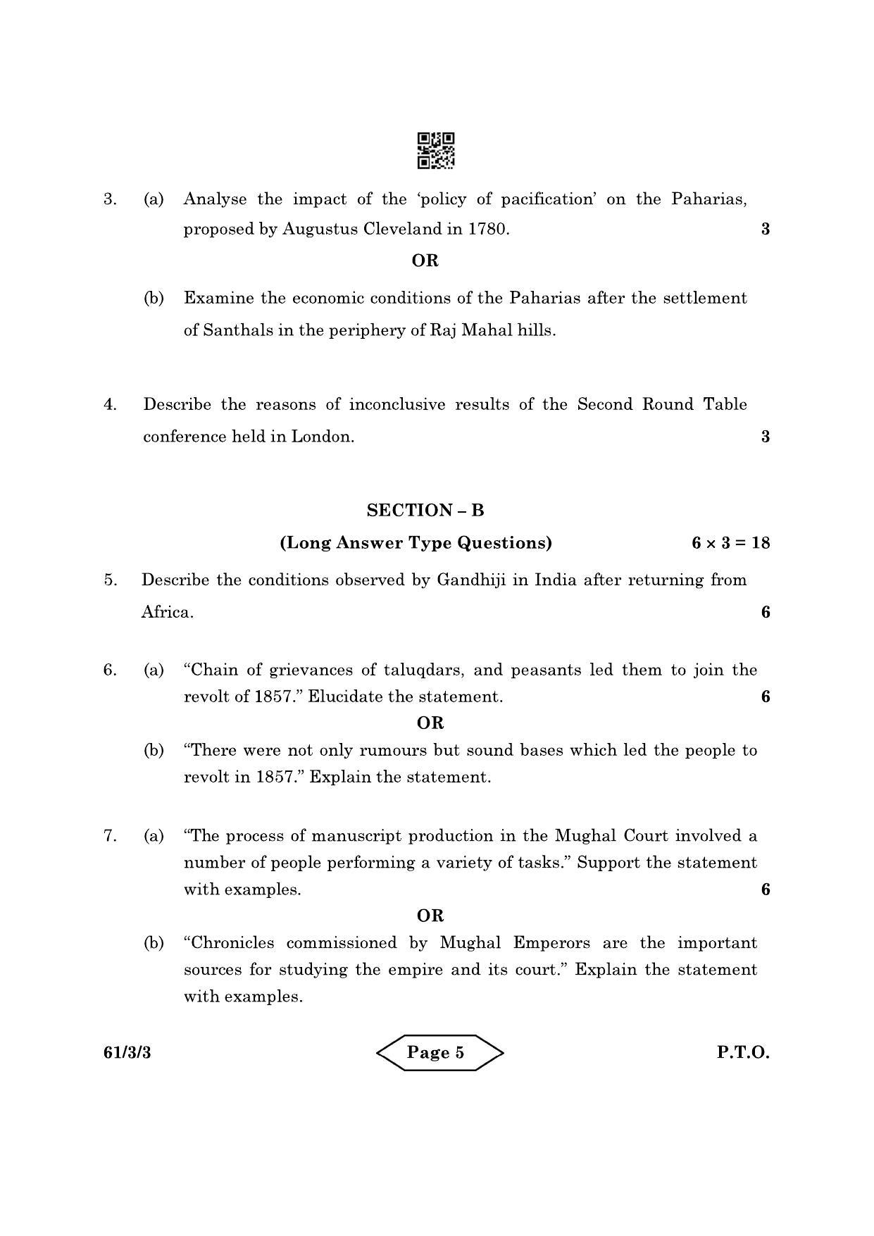 CBSE Class 12 61-3-3 History 2022 Question Paper - Page 5