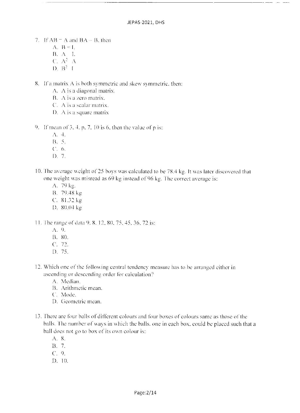 WBJEEB JEMAS (PG) 2021 DHS Question Paper - Page 4
