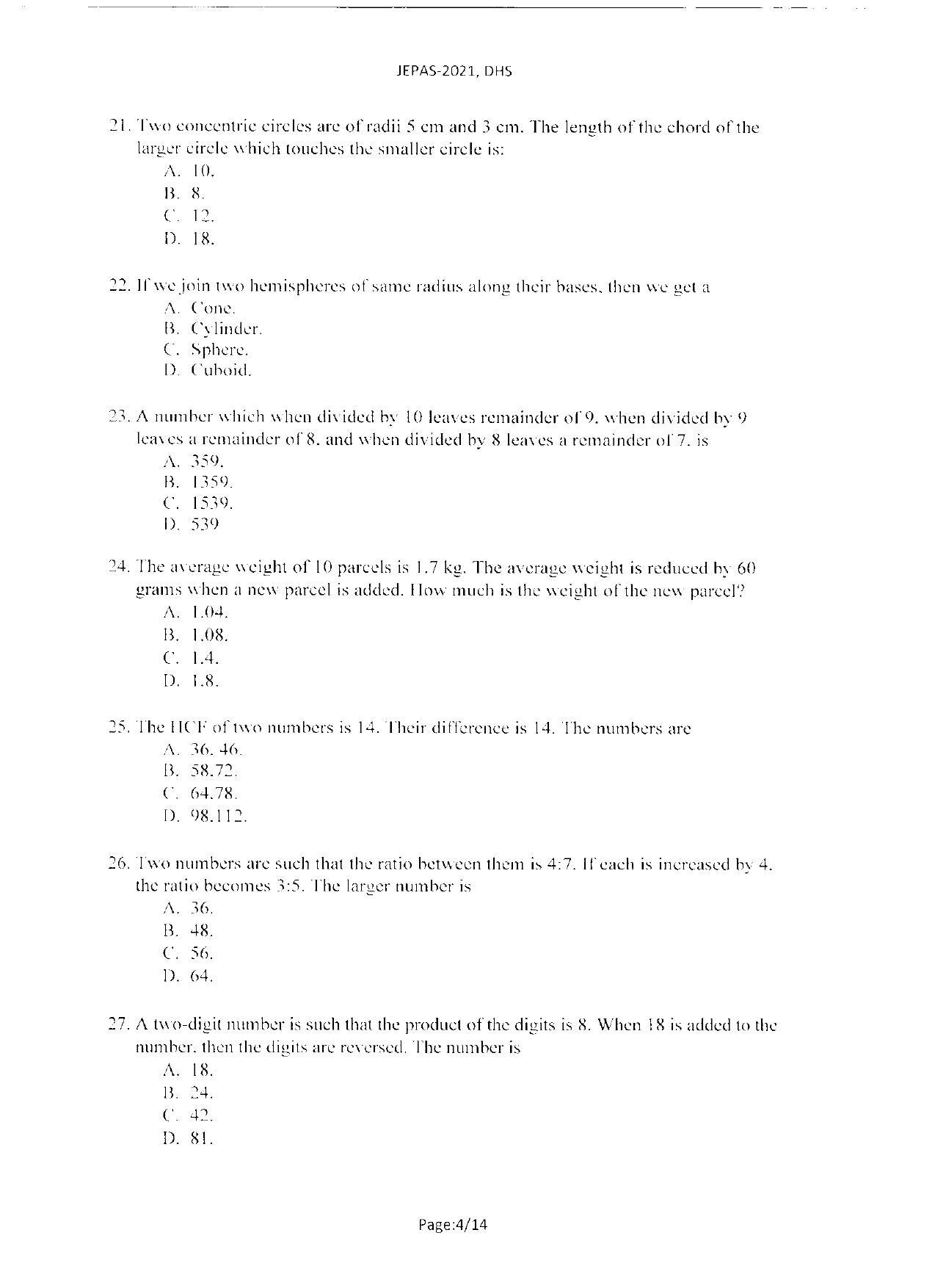 WBJEEB JEMAS (PG) 2021 DHS Question Paper - Page 6