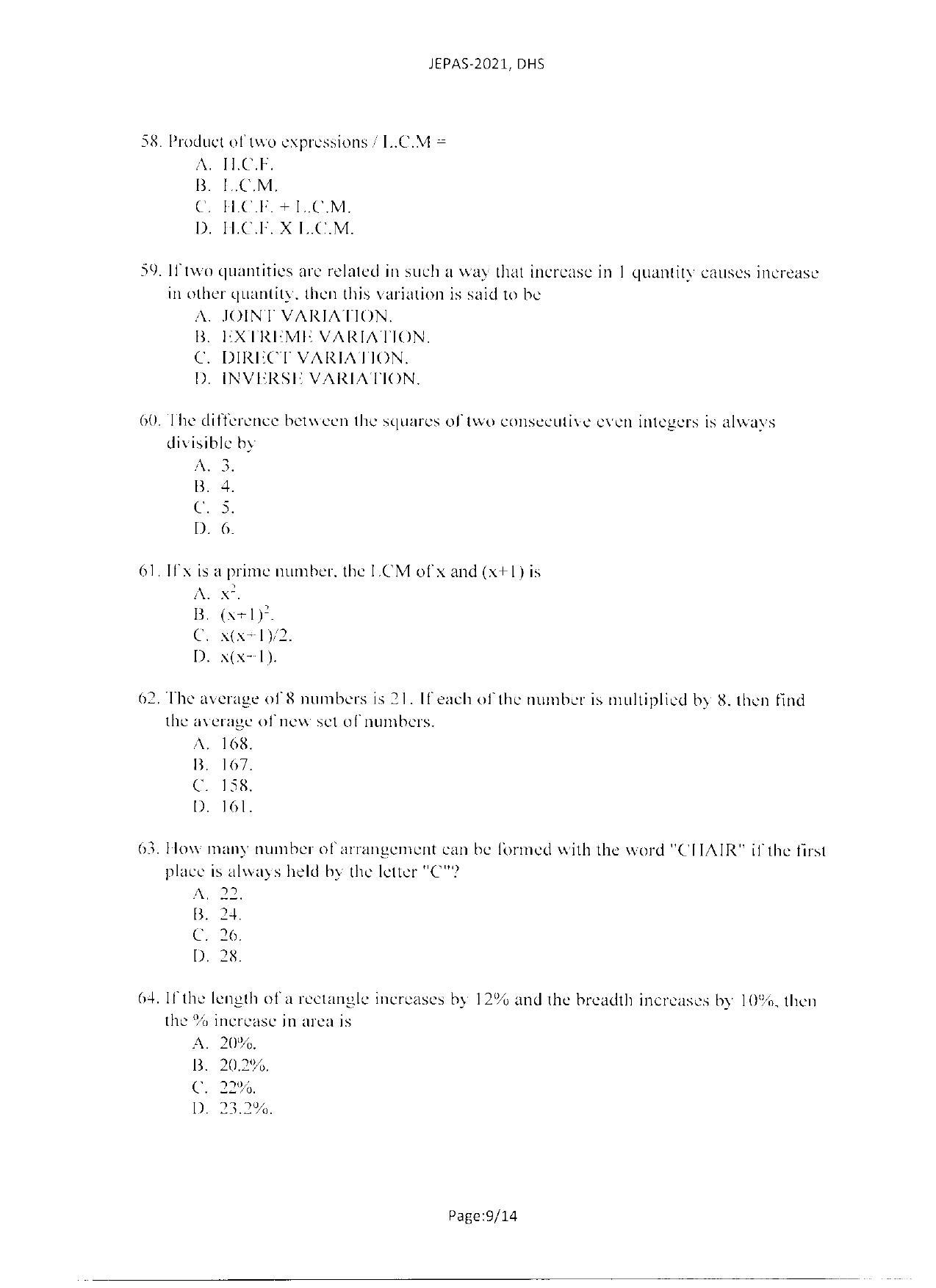 WBJEEB JEMAS (PG) 2021 DHS Question Paper - Page 11