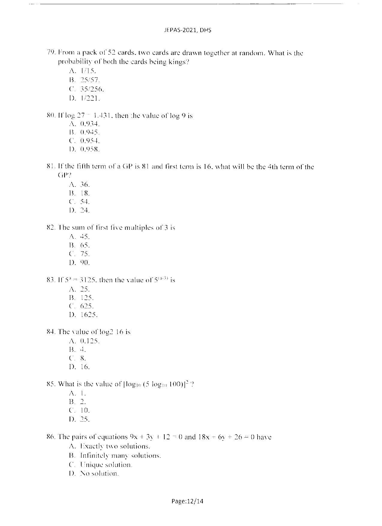 WBJEEB JEMAS (PG) 2021 DHS Question Paper - Page 14