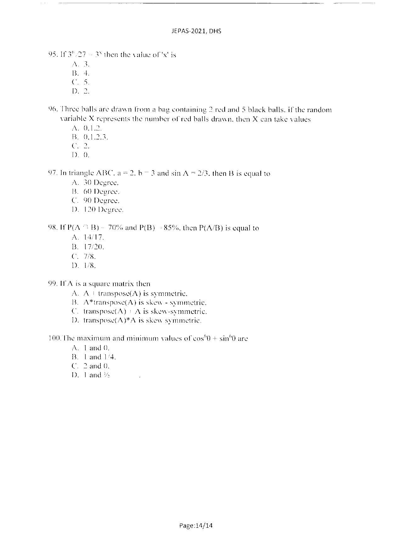 WBJEEB JEMAS (PG) 2021 DHS Question Paper - Page 16