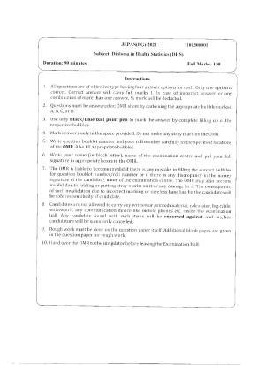 WBJEEB JEMAS (PG) 2021 DHS Question Paper