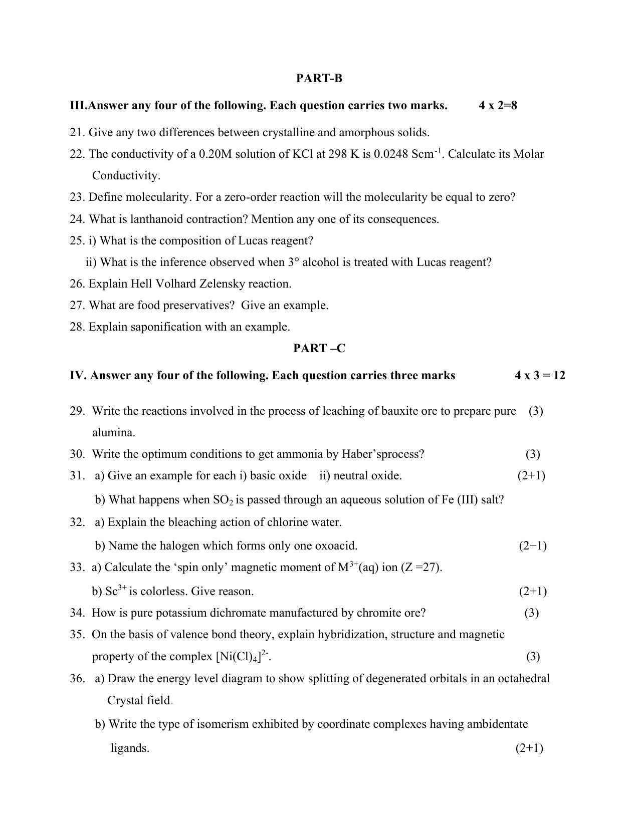 Karnataka II PUC Chemistry Model Question Paper 2023 - Page 4