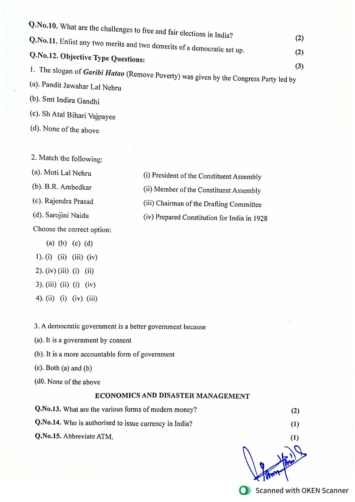 JKBOSE Class 9 Social Science (T1 & T2) Model Question Paper - Page 3