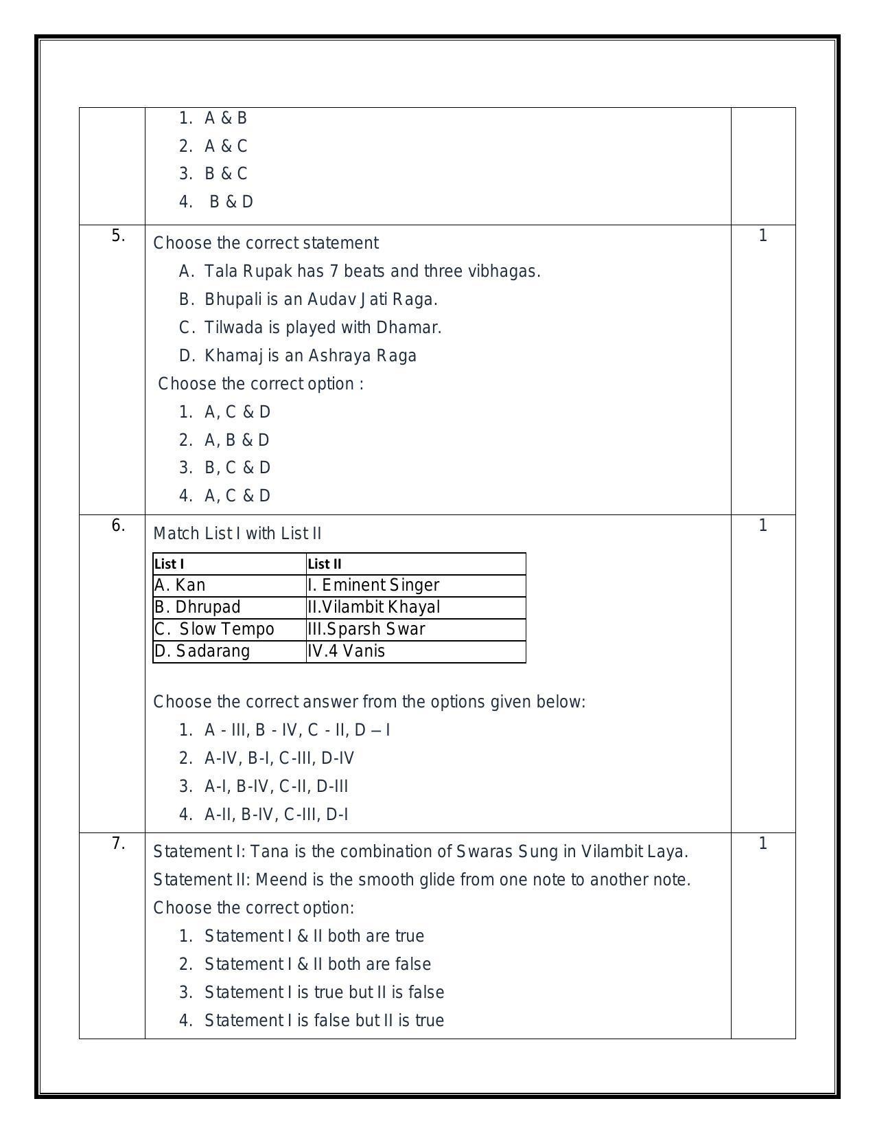 CBSE Class 10 Hindustani Music (Vocal) Sample Paper 2024 - Page 2