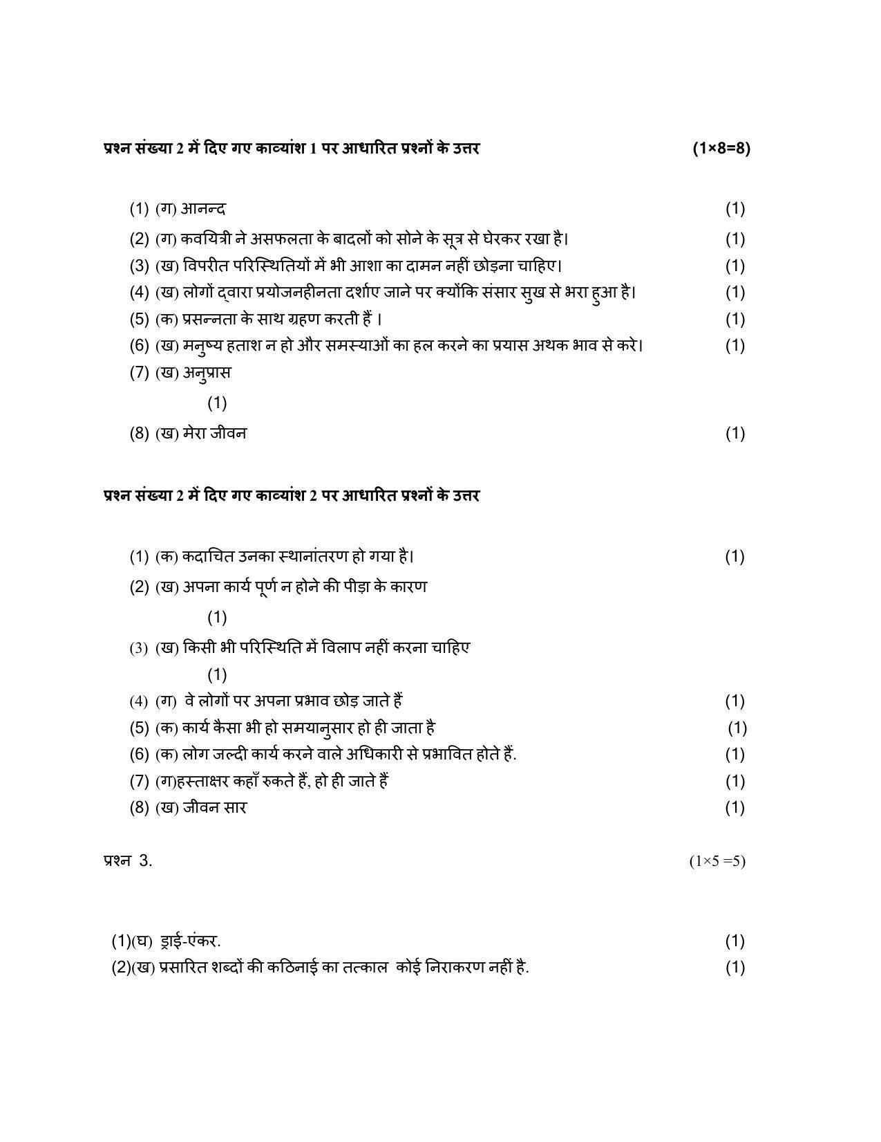 CBSE Class 12th Hindi Elective Sample Question Paper Answer Key 2021-22 - Page 2