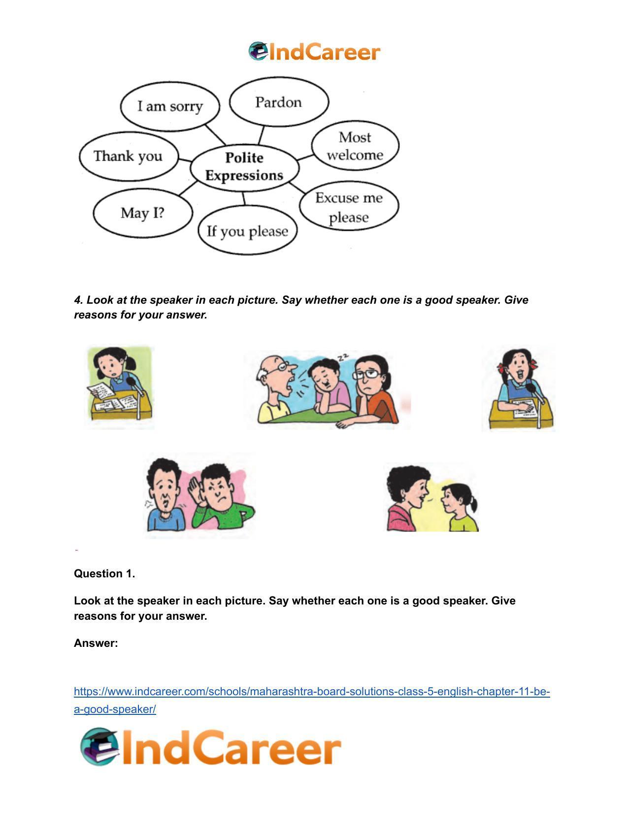 Maharashtra Board Solutions Class 5-English: Chapter 11- Be a Good Speaker - Page 4