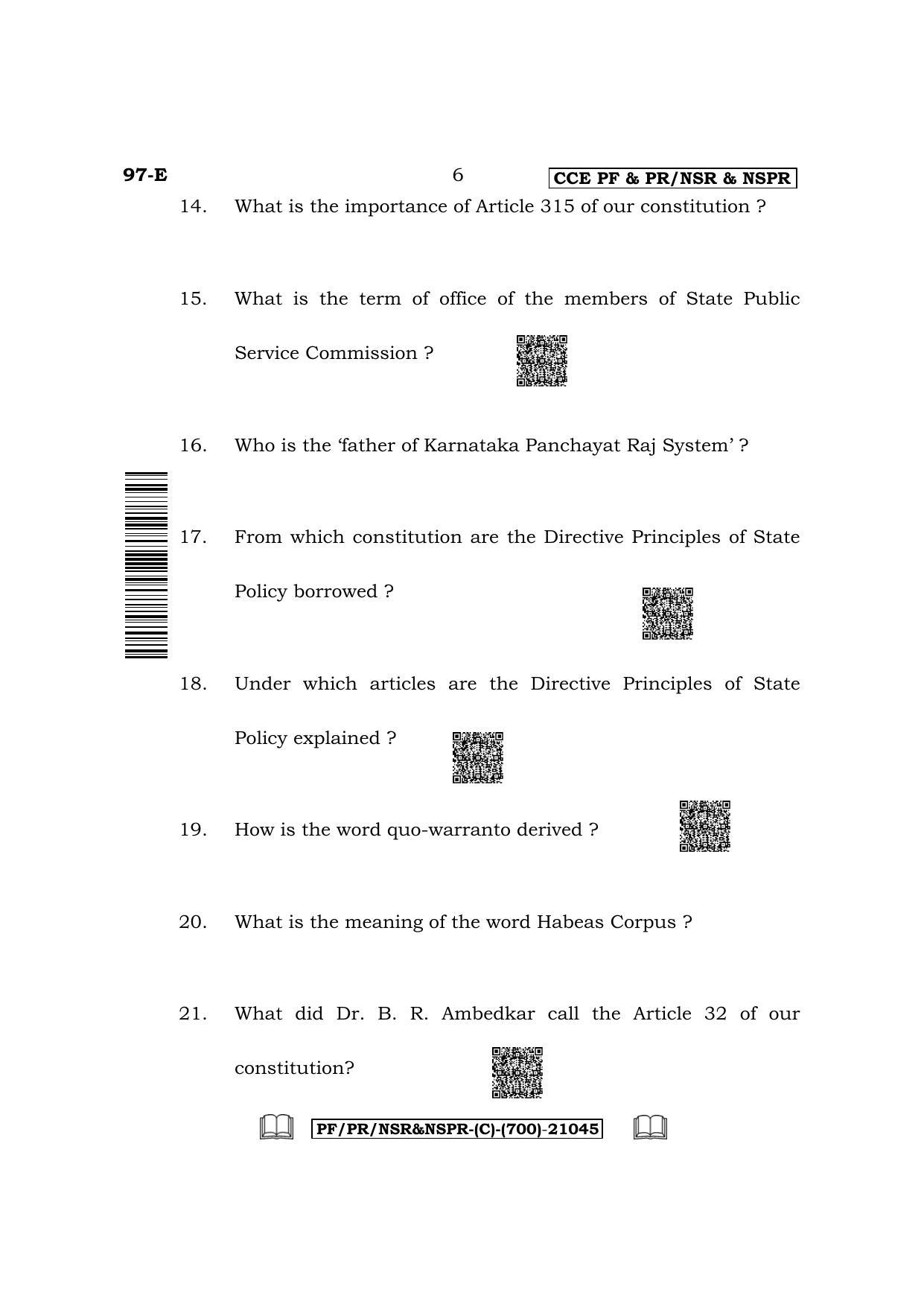 Karnataka SSLC Political Science - English Medium Question Paper 2022 (C Version) - Page 6