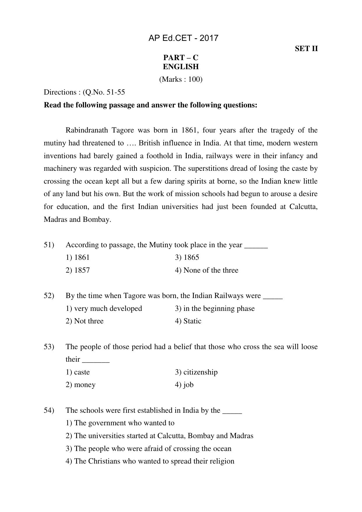 AP EDCET 2017 English Question Paper - Page 1