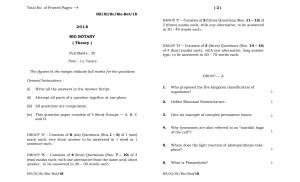 Meghalaya Board (MBOSE) Class 11 Bio-Botany 2018 Question Paper