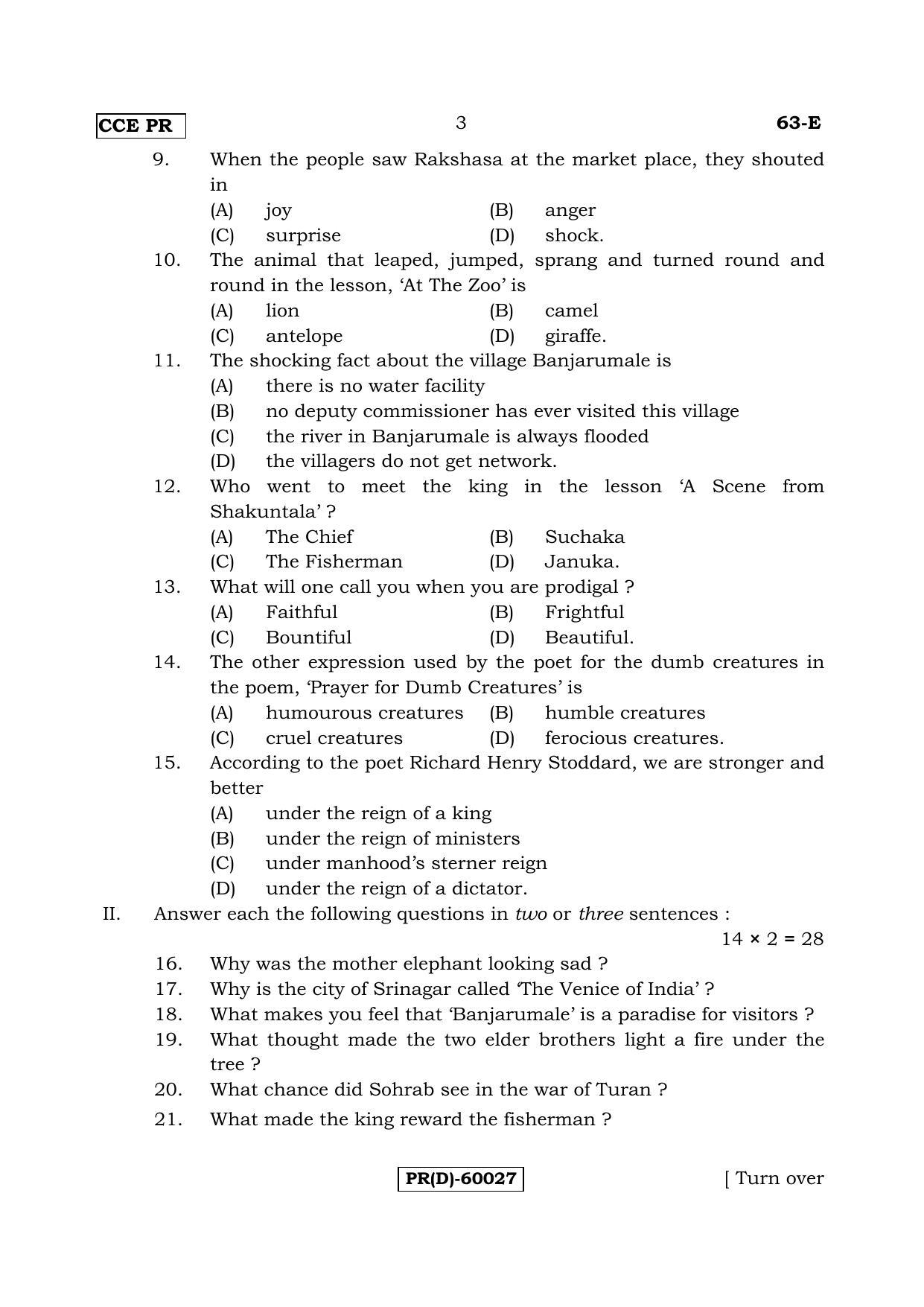Karnataka SSLC English - Third Language - ENGLISH (63-E (PR) (Revised Un-Revised)_39) (Supplementary) June 2018 Question Paper - Page 3