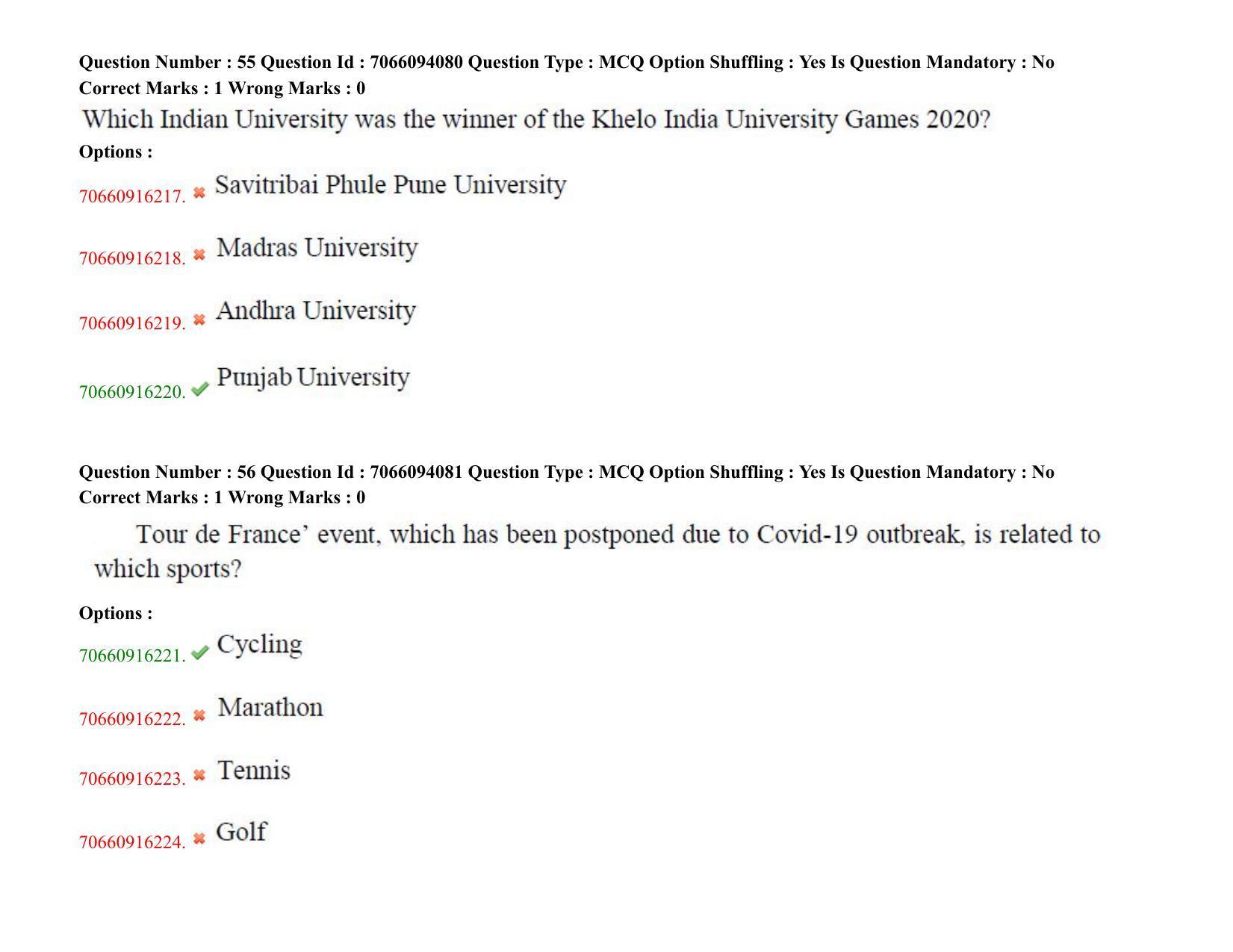 TS CPGET 2020 M.Sc. Psychology (Shift 3) Question Paper with Answer Key - Page 32