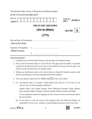 NIOS April 2022 Class 12 Military History Question Paper