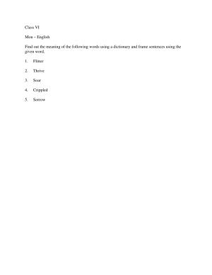 CBSE Worksheets for Class 6 English Dictionary Assignment