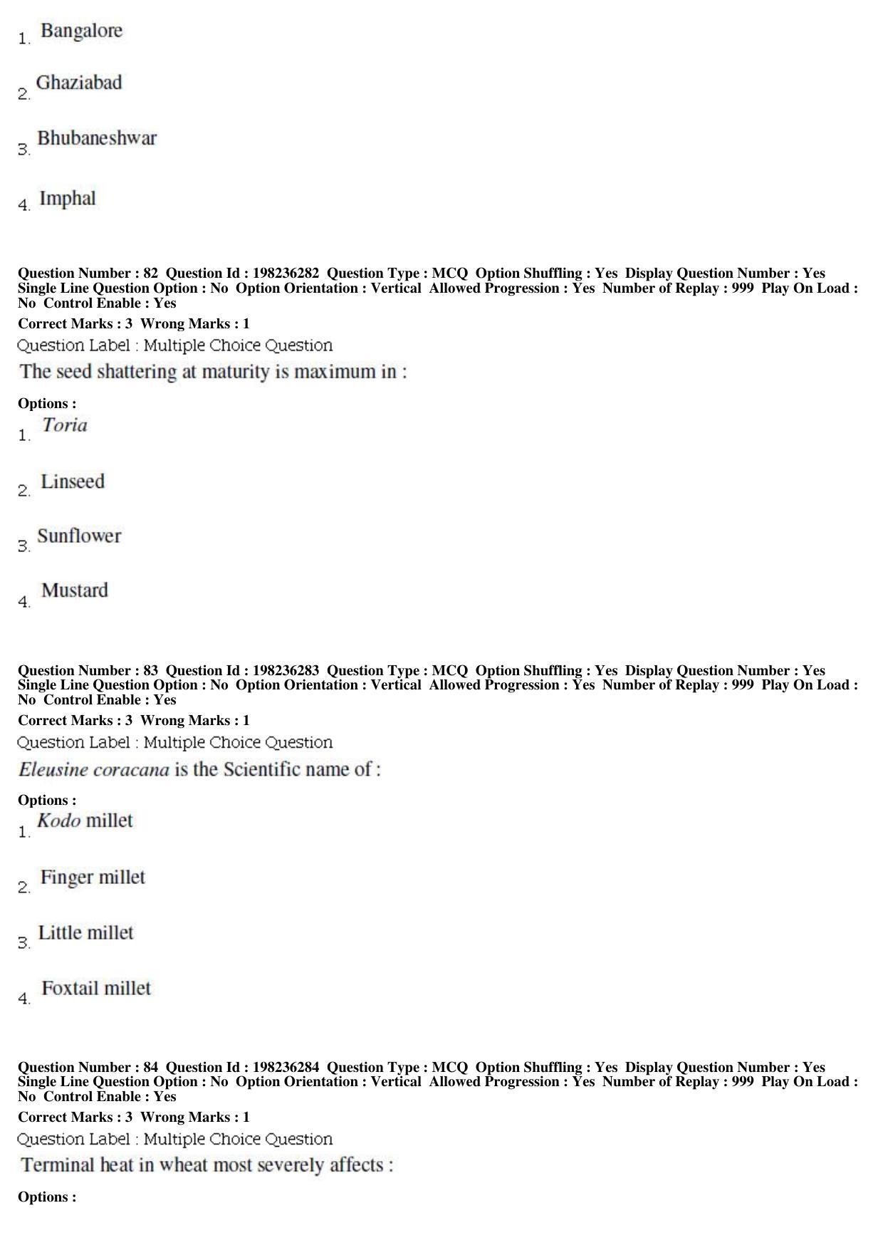 BHU RET Agronomy 2019 Question Paper - Page 29