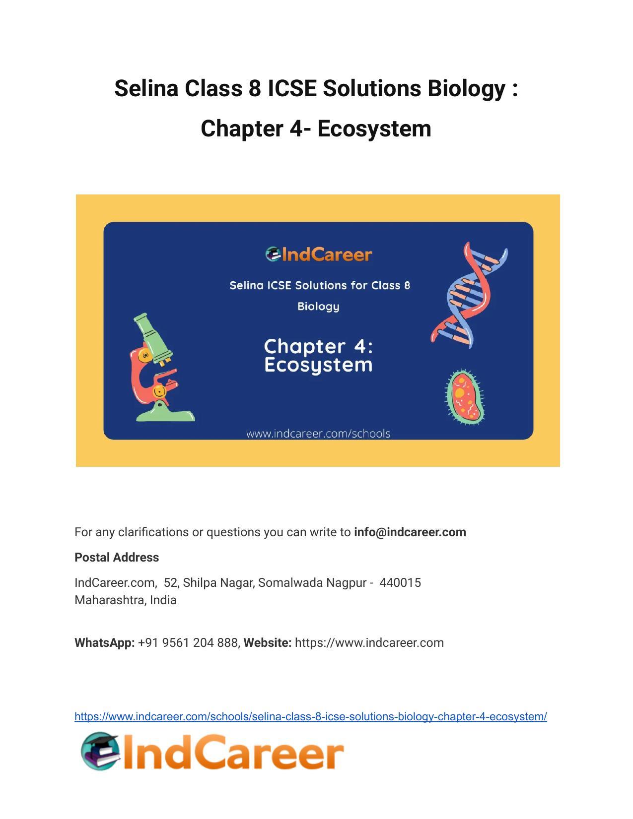 Selina Class 8 ICSE Solutions Biology : Chapter 4- Ecosystem - Page 1