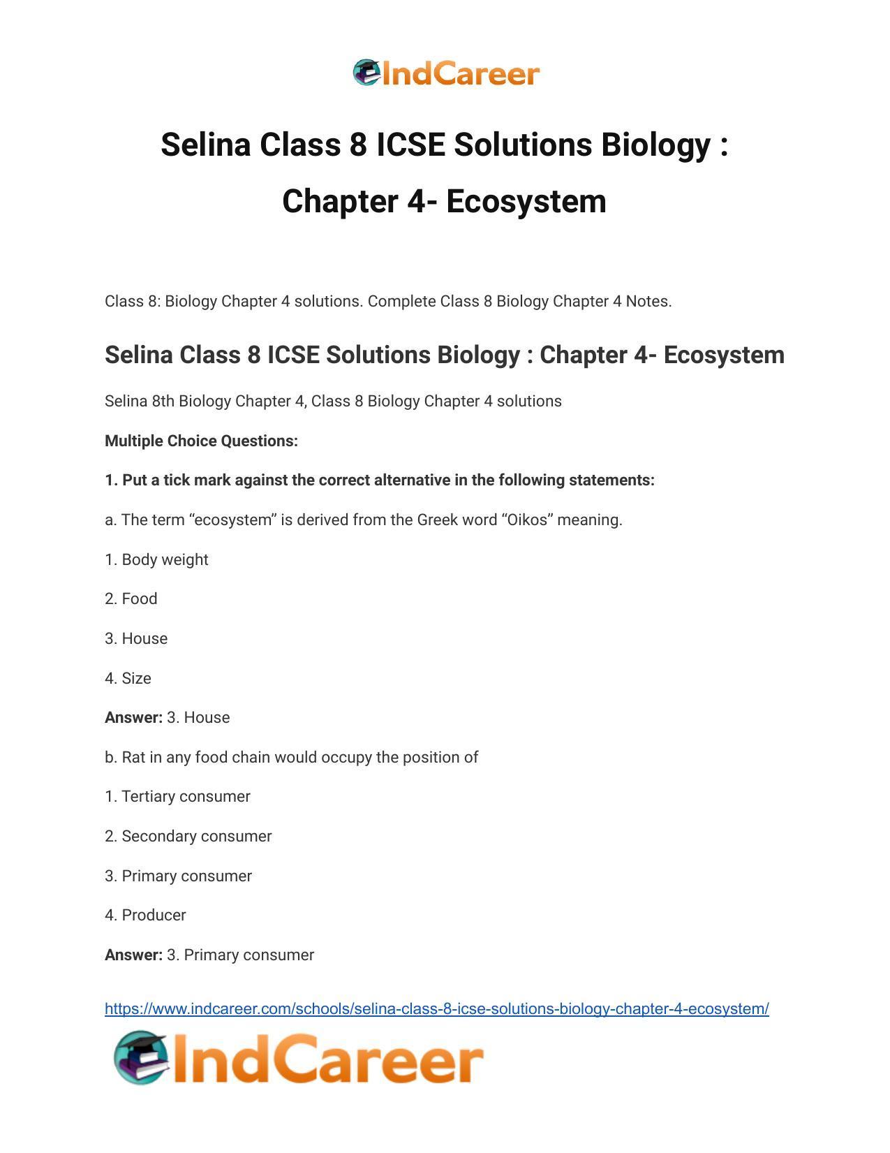 Selina Class 8 ICSE Solutions Biology : Chapter 4- Ecosystem - Page 2
