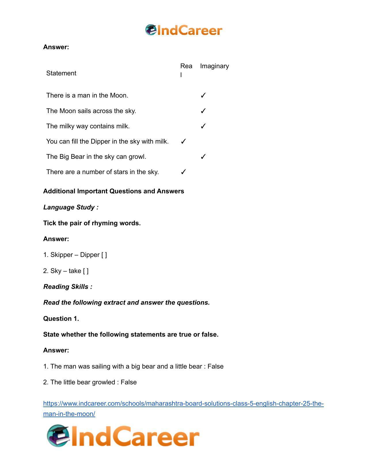 Maharashtra Board Solutions Class 5-English: Chapter 25- The Man in the Moon - Page 4