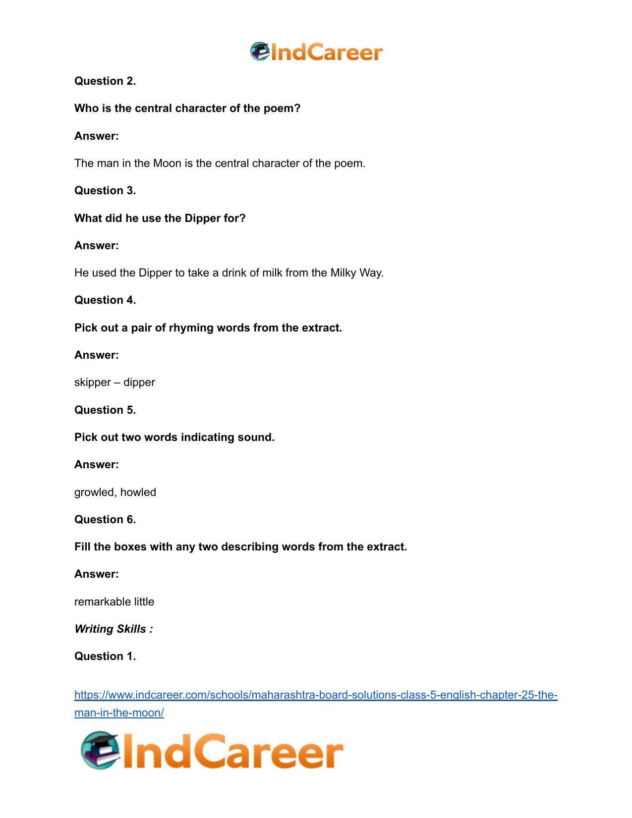 Maharashtra Board Solutions Class 5-English: Chapter 25- The Man in the Moon - Page 5