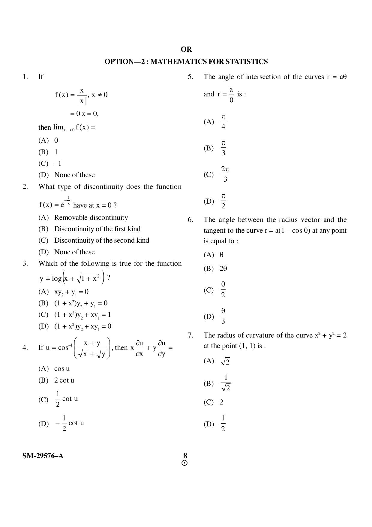 KUET 2023 M.A. Statistics Question Paper - Page 8