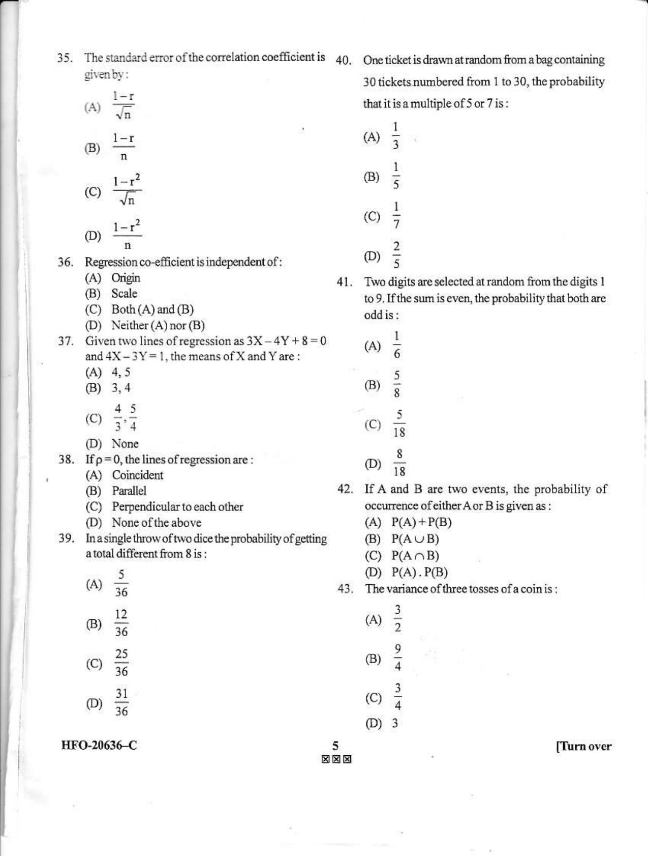 KUET 2023 M.A. Statistics Question Paper - Page 37