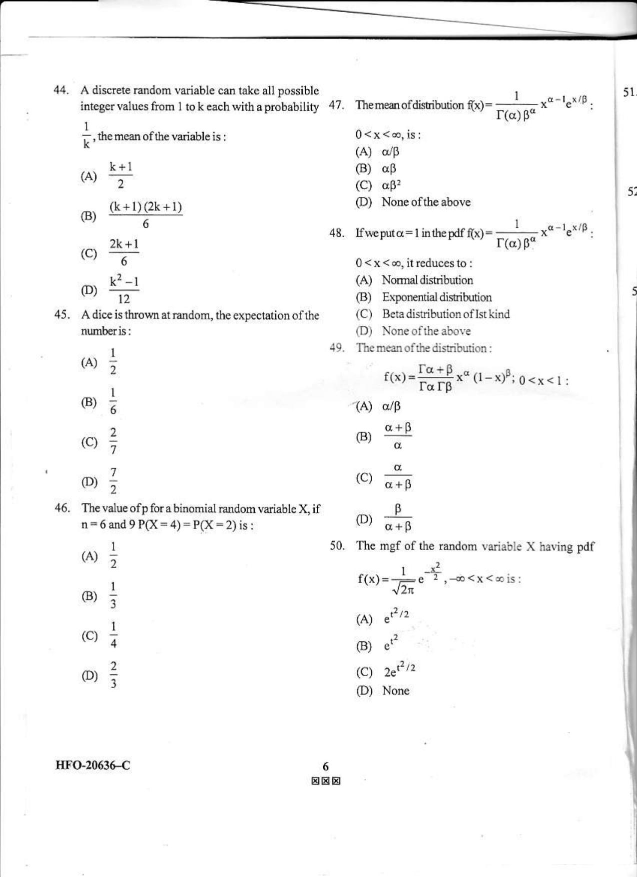 KUET 2023 M.A. Statistics Question Paper - Page 38
